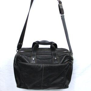 Vintage COACH Soft Sided Black Leather Transatlantic Briefcase Messenger Bag